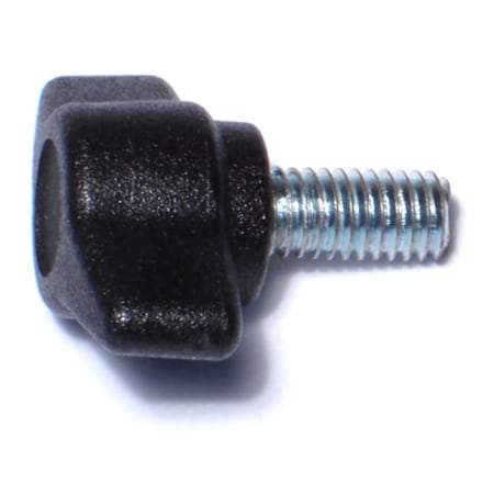 Midwest Fastener 6mm-1.0 x 12mm Black Plastic Coarse Male Threaded Stud T-Knobs 4PK 78001